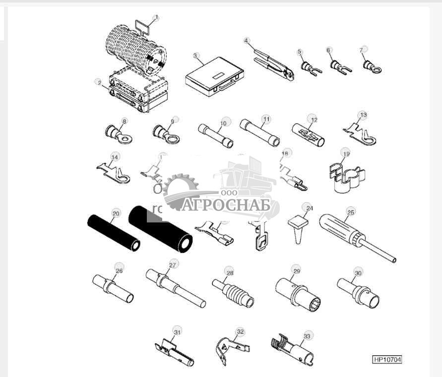 Клемма и комплект жгута проводов 